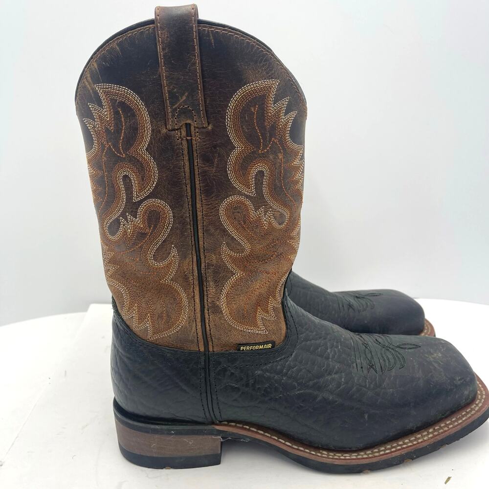 Laredo Men's Caswell Steel Toe Black/BrownWestern Cowboy Work Boots Size 8.5W